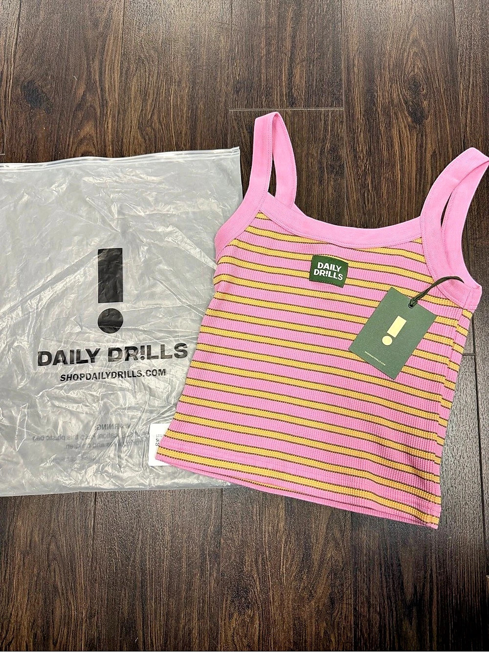 Daily Drills Striped Tank Top in Pink & Yellow NWT